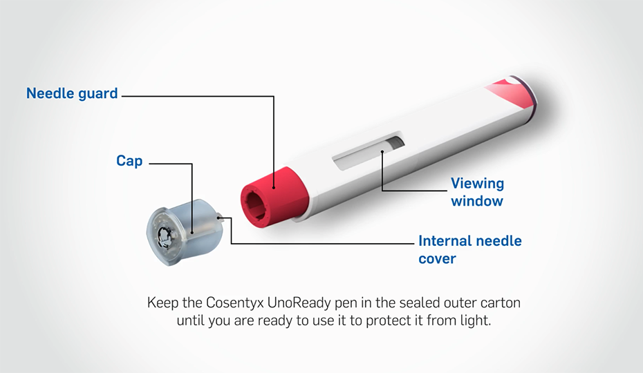 Preview image. UnoReady® 300 mg pen injection video.